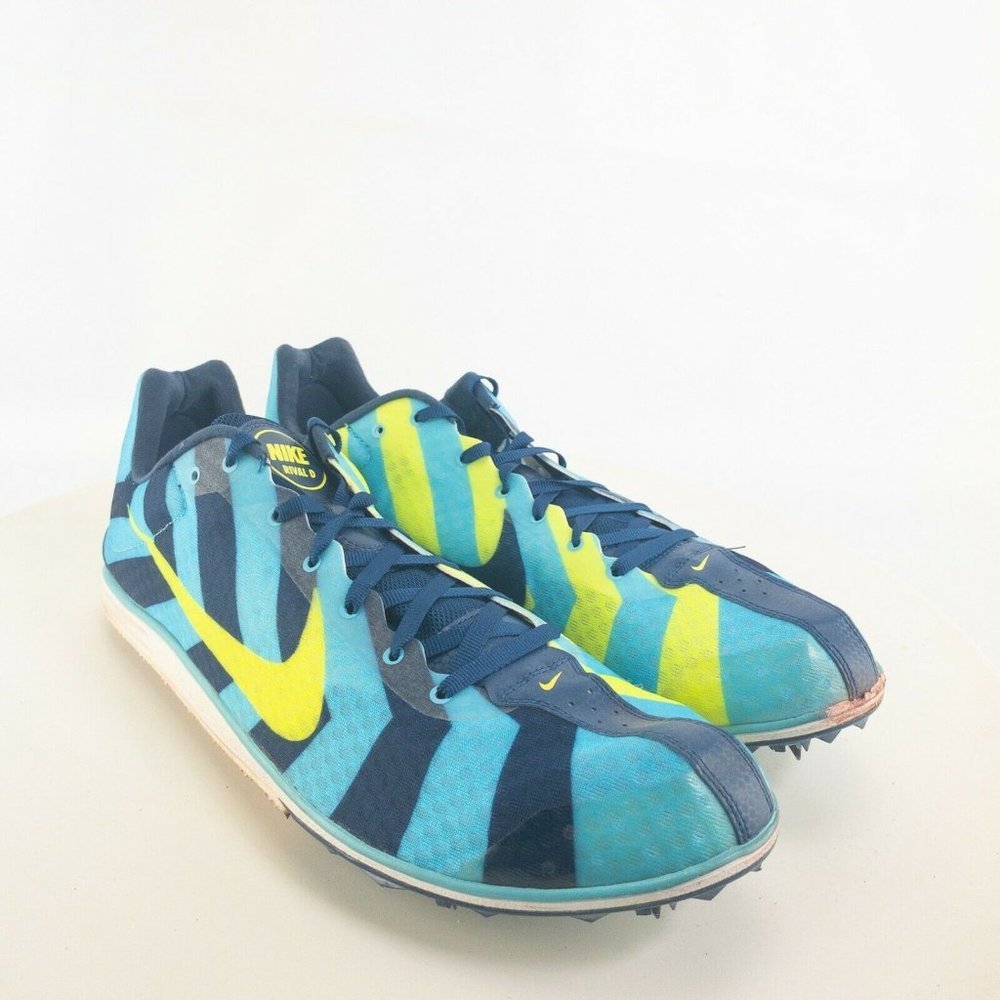 Nike Track Spikes Mens 15 Blue Yellow Rival D Distance Running Shoes US 15